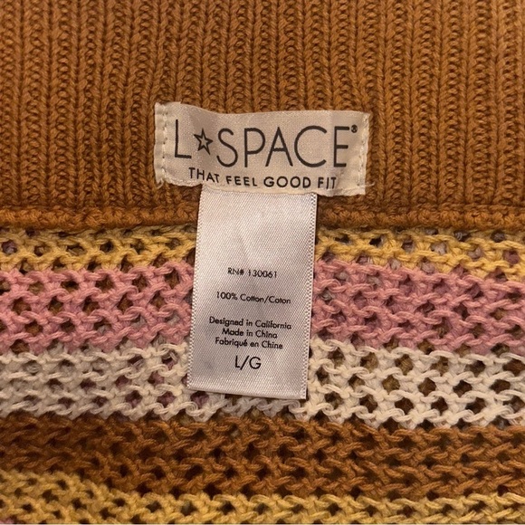 L*SPACE Revolve Buena Vista Stripe Cotton Crochet Boho Beachy Skirt Sz L - Picture 10 of 13